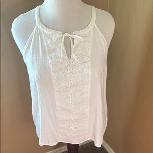 Skies Are Blue Ivory Eyelet Tank Top